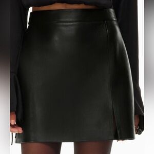 Aritizia Wilfred Black vegan leather mini skirt